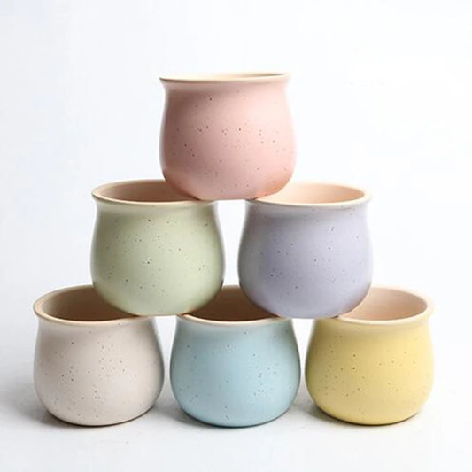 6 Colors Simple Pure Color Ceramic Planter Fleshy Plant Pot Flower Plant Vase Micro Landscape Home Garden Decoration