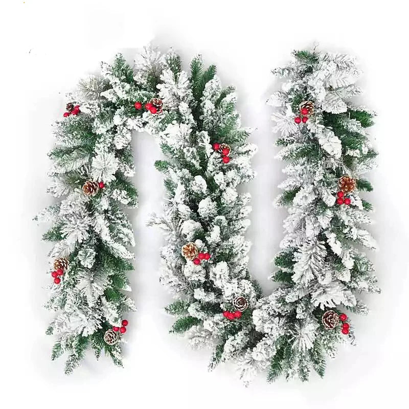 180cm Christmas Rattan Garland With Snow for Interior Christmas Deco Artificial Flower Garland For Home Stairs Winter New Year