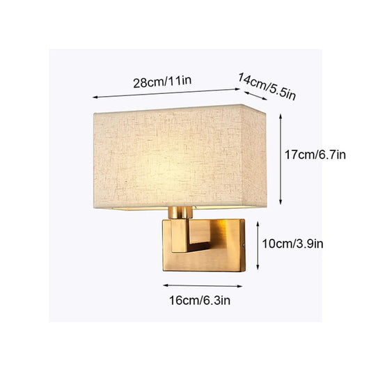 Minimalist Black or Bronze Wall Sconces with Rectangle White Yellow Fabric Shade for Bedroom Hallway USB Wall Lights with Switch
