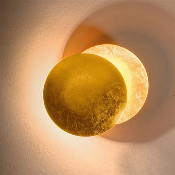 Creative Moon Eclipse Aisle Wall Light Corridor Bedside Lamp Living Room Round Gold Copper LED Sconce