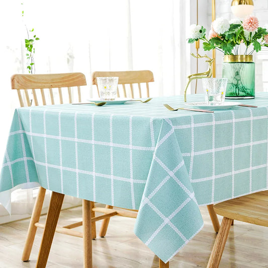 Plastic PVC Thick Rectangula Grid Printed Tablecloth Waterproof Oilproof Home Kitchen Dining Table Colth Cover Mat Oilcloth Wash