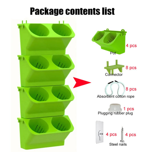 4 pcs Self Watering Flower Pot Stackable Wall Planter Garden Plastic Pots Wall Hanging Vertical Succulents Plant Bonsai Pot Home
