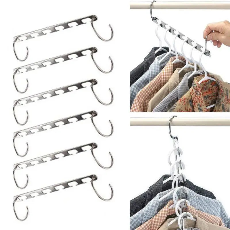 2/4/6/8/10pcs Magic Clothes Hangers Hanging Chain Metal Cloth Closet Hanger Shirts Tidy Save Space Organizer Hangers