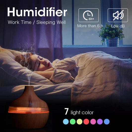MINI USB 300ML Air Humidifier Electric Aroma Diffuser Mist Wood Grain Oil Aromatherapy Mini Have 7 LED Light For Car Home Office