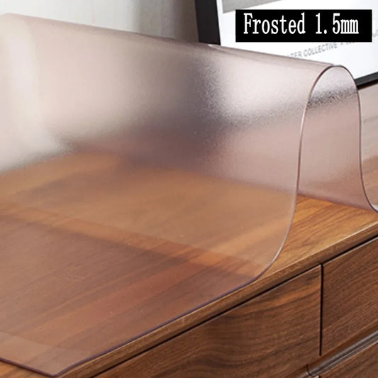 Frosted 1.5mm PVC Tablecloth Waterproof Table Cover Oil-proof Soft Glass Table Top Protection Kitchen Decoration Clothing