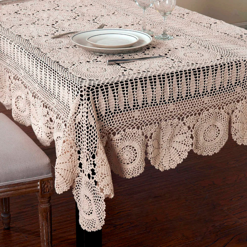 Handmade Crochet Table Cloth Cotton Tablecloths Beige Crochet Lace Tablecloth Many Size Available