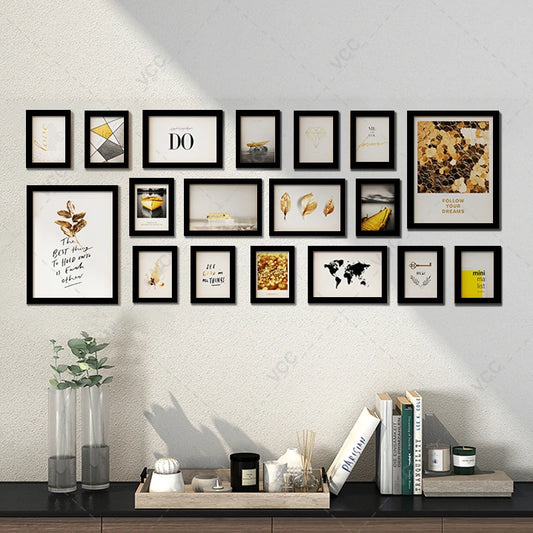 18Pcs Natural Wood Picture Frames For Wall Hanging Classics Wall Art Photo Frame For Living Room Decoration Gifts Home Decor