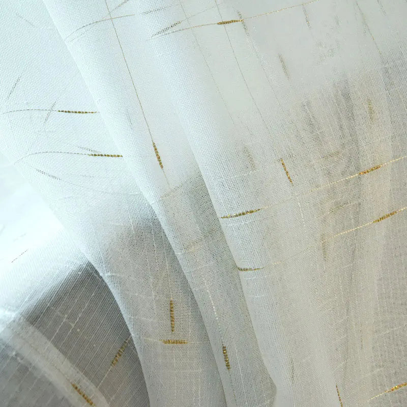 Modern Linen Tulle Curtain Window Screening Drapes for Living Room Gold Plaid Sheer Voile Curtains for Kitchen Blind Home Decor