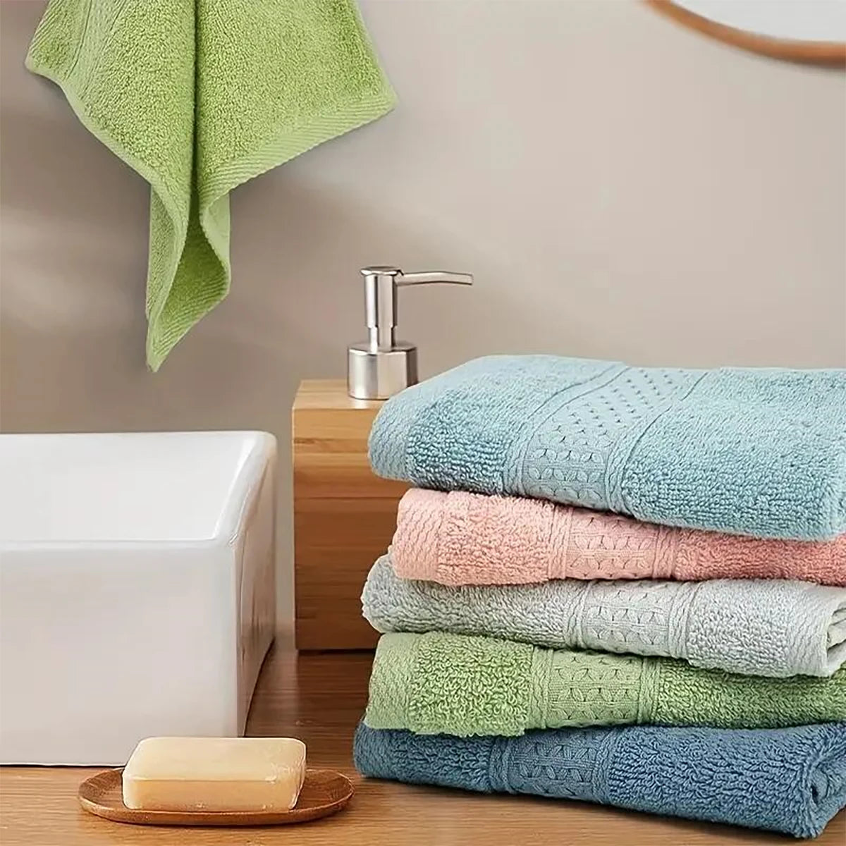 Luxury 6/12-Piece Cotton Face Towel Set – Soft, Absorbent & Quick-Drying Washcloth Collection | Naturalbuilthome