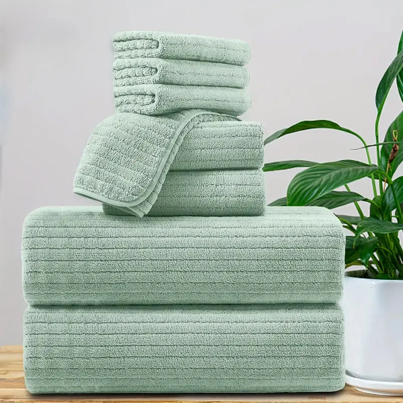Luxury 8-Piece Towel Set – 4 Washcloths, 2 Face Towels & 2 Bath Towels, Soft, Absorbent & Quick-Drying | NaturalBuiltHome