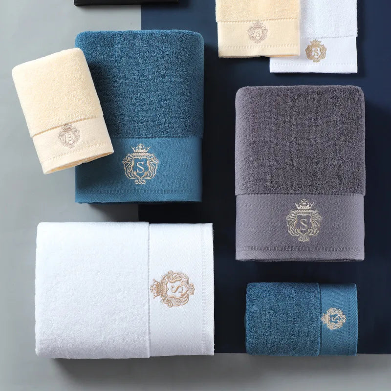 Luxury Cotton Towel Set – Soft, Highly Absorbent, Elegant Embroidered Bath Towels | Naturalbuilthome