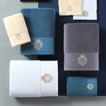 Luxury Cotton Towel Set – Soft, Highly Absorbent, Elegant Embroidered Bath Towels | Naturalbuilthome