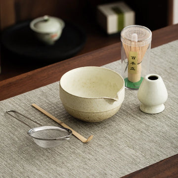 Matcha Tea Ceremony Set – 5-Piece Ceramic Bowl, Bamboo Whisk, Spoon & Accessories | NaturalBuiltHome