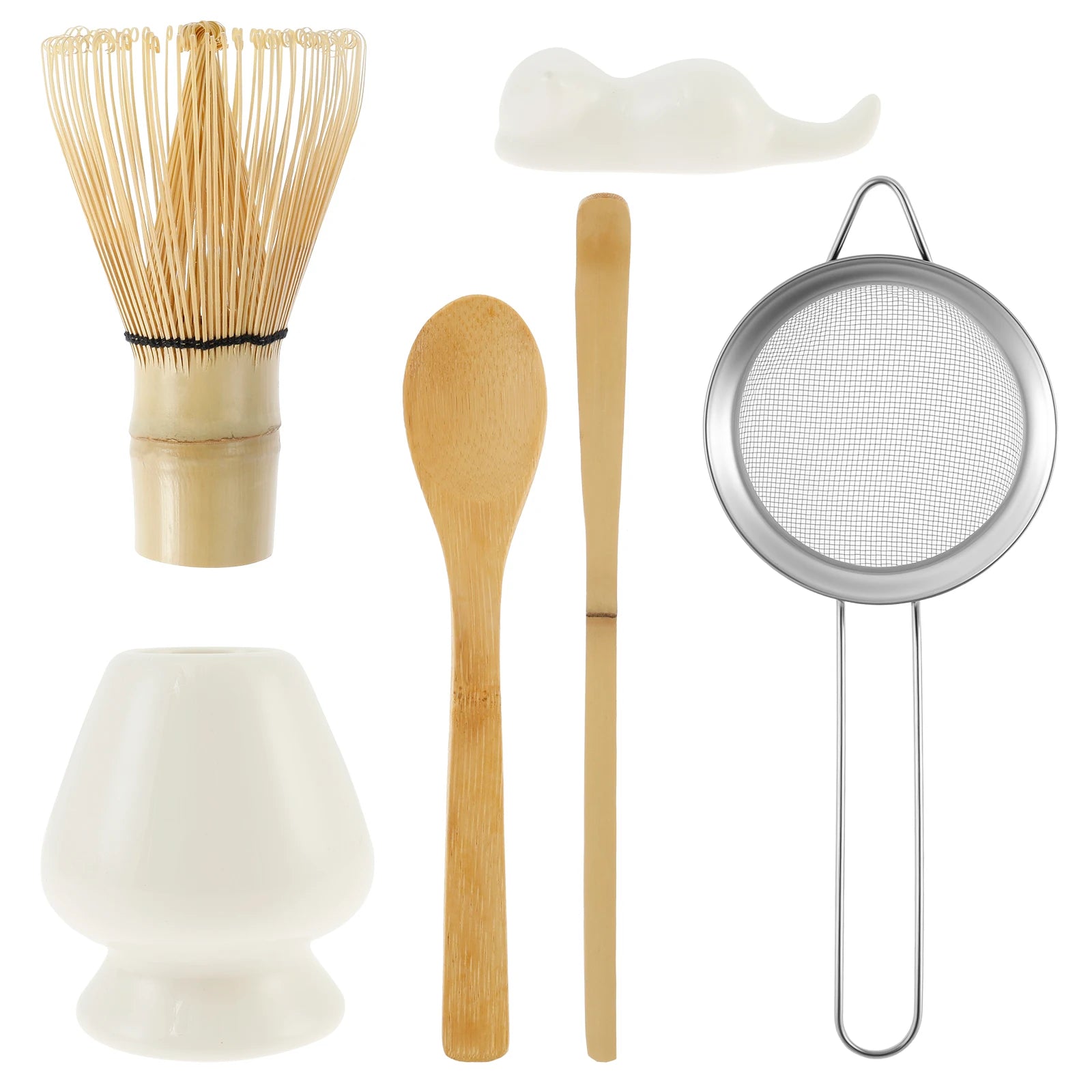 Matcha Tea Set – Complete Japanese Bamboo Whisk, Scoop, Sifter & Ceramic Holder Kit | NaturalBuiltHome