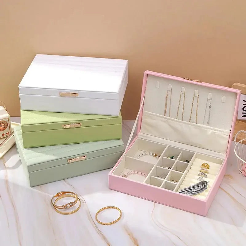 PU Leather Jewelry Storage Box – Elegant Double Layer Organizer with Magnetic Lock | NaturalBuiltHome