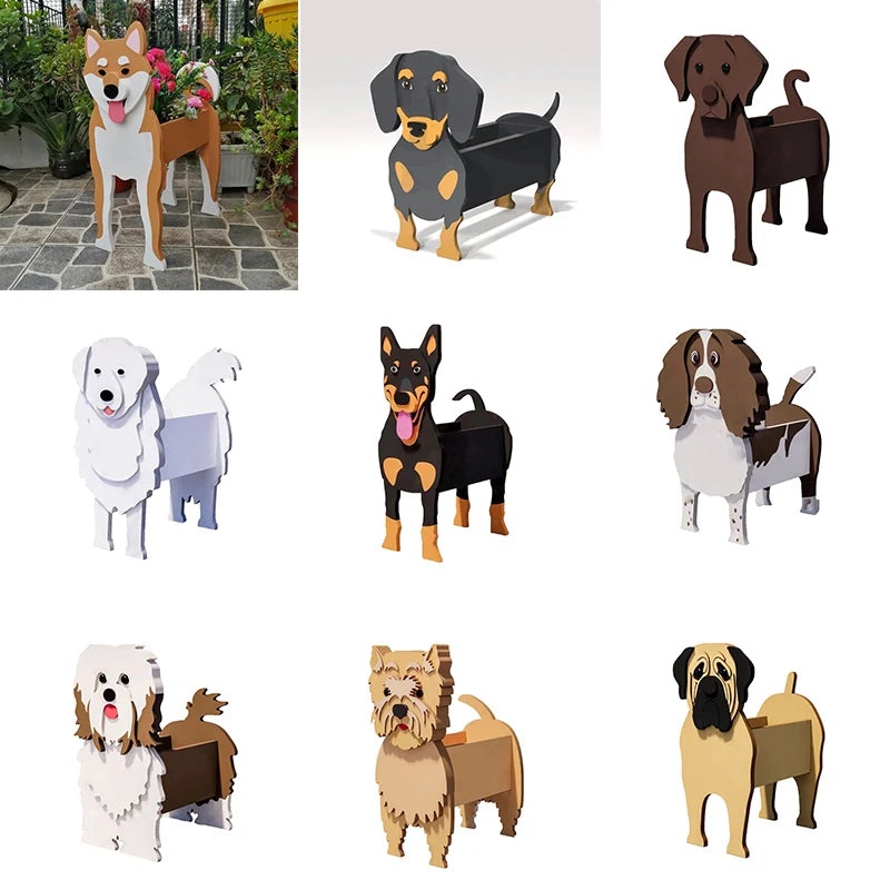Garden Flower Pot Dog Shape Planter Shiba inu Mastiff Cain Terrier Havanese Vase Pots DIY PVC Garden FlowerPots Home Decor