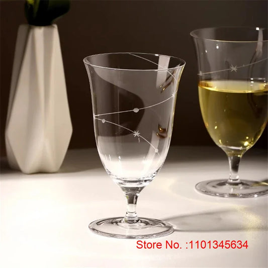 Japanese Retro Brandy Snifter Ultrathin Red Wine Goblet Carving Star Trails Liqueur Glass Light Luxury Aperitif Glasses Fizz Cup