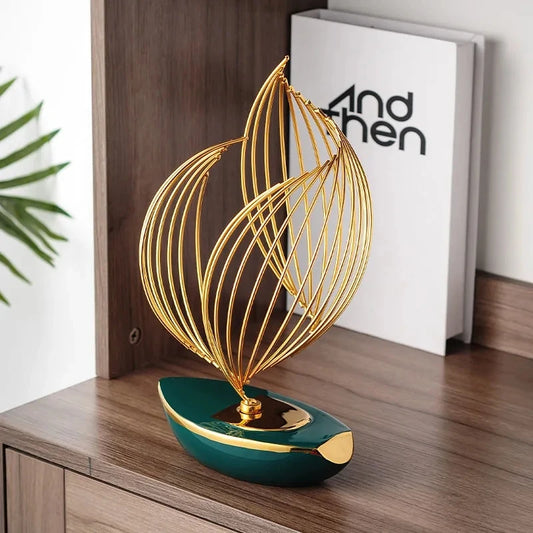 Abstract Ceramic Metal Sculpture Modern Home Decoration Living Room Desktop Office Decoration Accessories Crafts Gift W5315