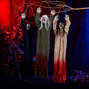 Halloween Horror Decor Hanging Ghost Crawling Ghost Long Hair Skeleton Haunted House Secret Room Bar Props Joint Movable 2025