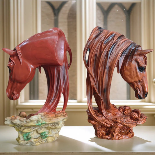 Realistic resin horse head statue, TV cabinets, shelves, desks and bedrooms, indoor/outdoor decor, Horse Decor.