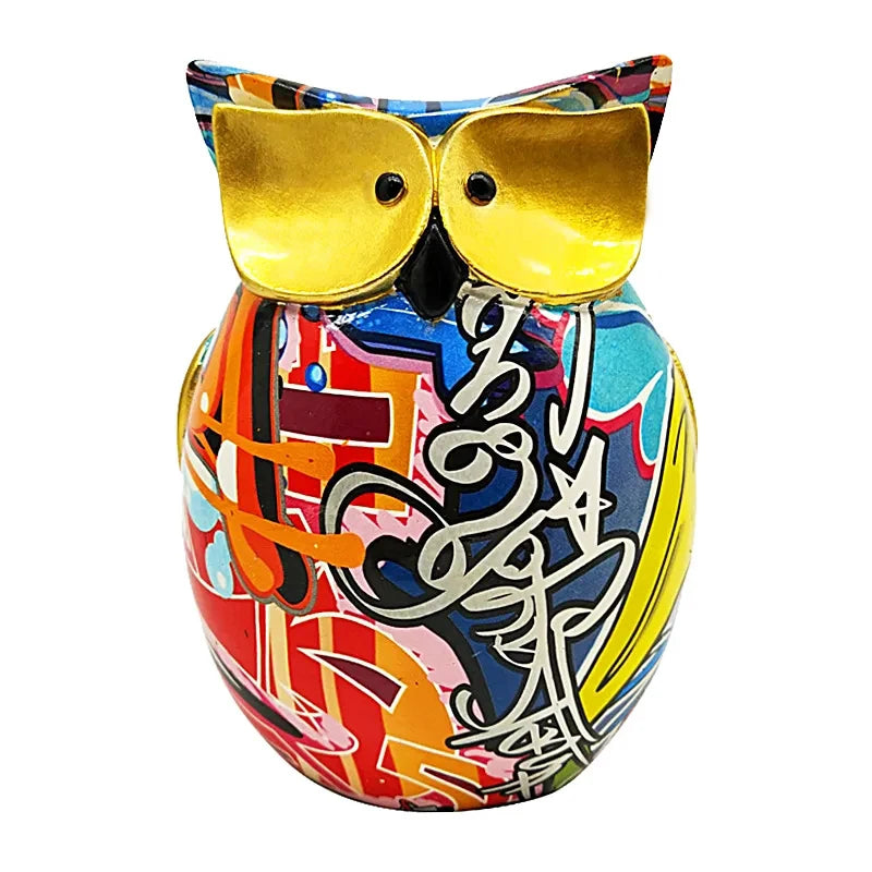 Animal Sculpture For Decoration Resin Statues And Figurines Living Room Ornaments For Home Decor Desk Office Table Painted Owl