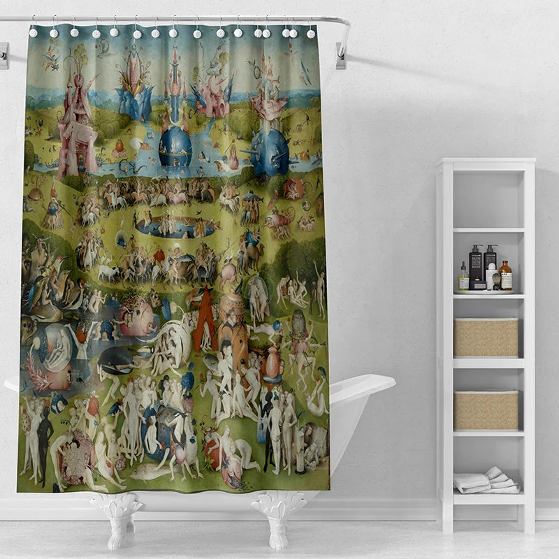Gaslight Gatekeep Girlboss The Garden of Earthly Delights Shower Curtain Set with Grommets and Hooks for Bathroom Decor