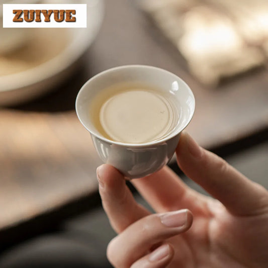 2pc/lot Plant Ash Three-legged Teacup Japanese Handmade Master Cup Zen Set of Cup Meditation Cup Chinese Tea Set Decoration 50ml