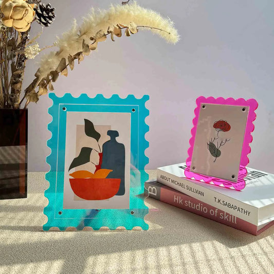 7 inch Colorful Acrylic Photo Frame Stand Polaroid Postcard Clip Display Frame Transparent Magnetic Decorative Photo Frame