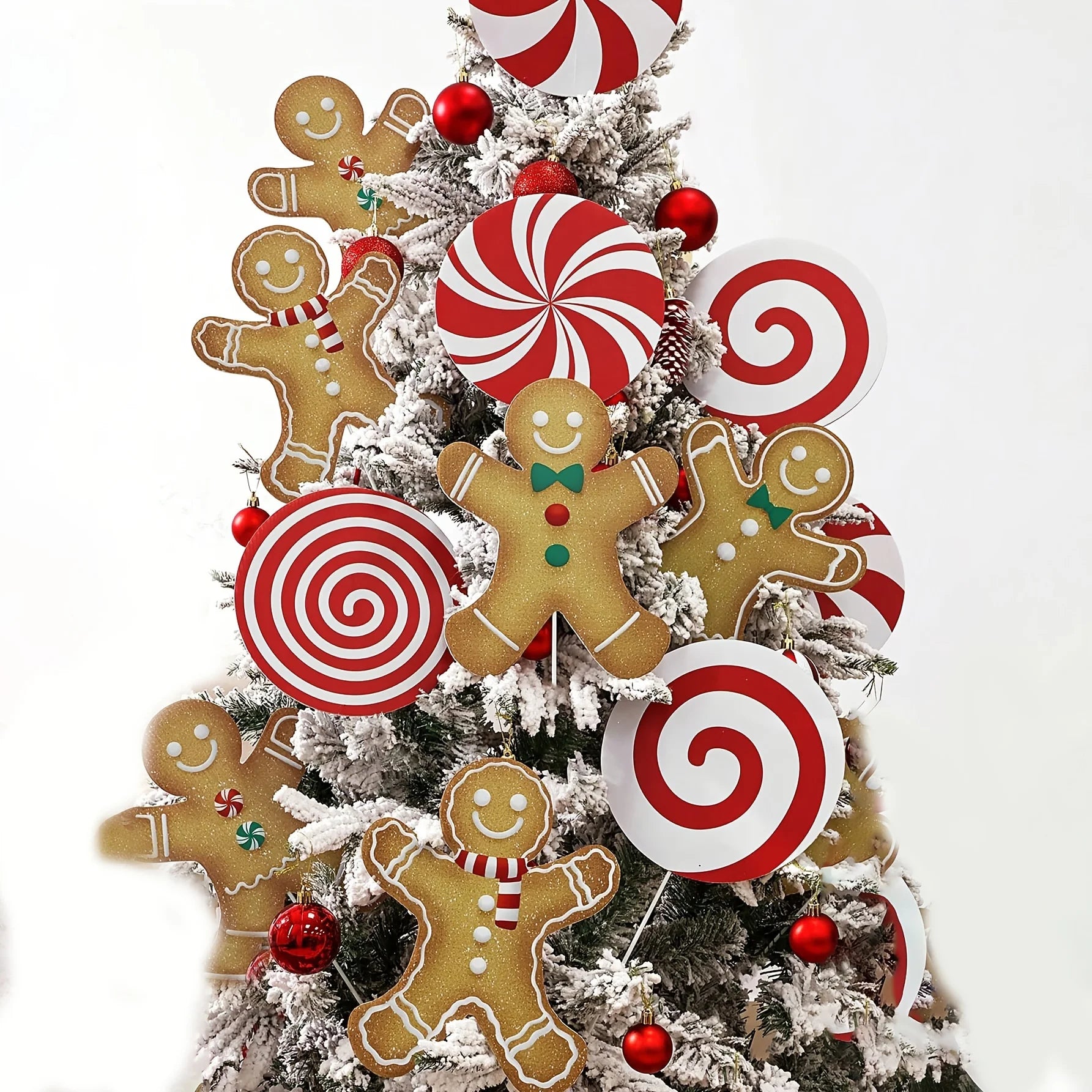 Christmas Decorations Tree Picks Large Gingerbread Man Peppermint Lollipop Christmas Picks for Tree Cute Candy Picks Ornaments