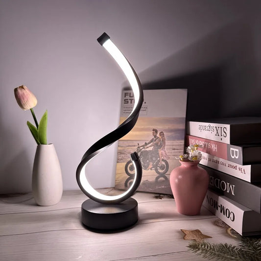 A modern twisting digital No.6 desktop table lamp, USB-powered with three-color dimming, suitable for bedroom, study, and living
