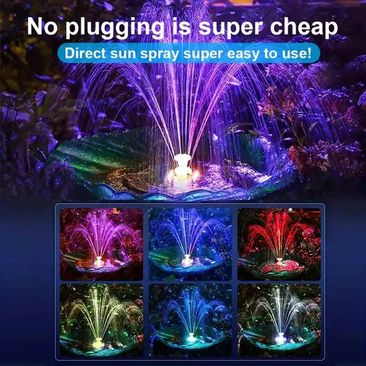 3W Solar Fountain with LED Light,Outdoor Water Fountain Bird Bath Garden Pool Pond Waterfall Solar Panel Powered Water Pump