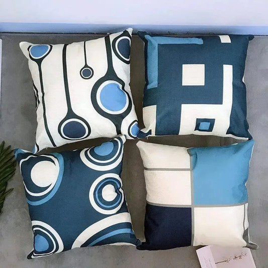 Home Decor Modern Geometric Circles and Squares Pillow Covers Pattern Cushion Cover Suitable for Sofa Bedroom Car Pillow Cover