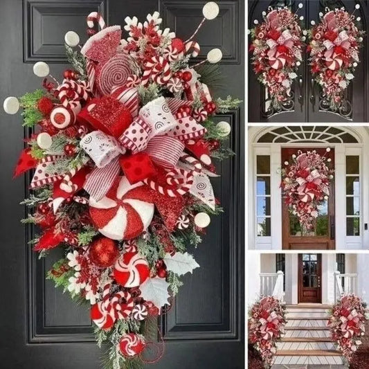 1PCS Christmas Wreath Artificial Hanging Ornaments Floral Foliage Garland for New Year Xmas Navidad Decoration Ornaments