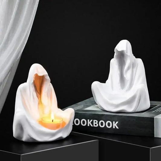 Desk Decoration Statue Ghost Figurine Candles Holders Witch Resin Sculpture Crafts Home Decor Halloween Scary Garden Ornament