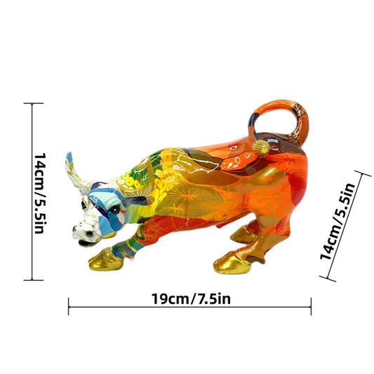 YuryFvna 2025 New Graffiti Bull Figurine Sculpture Desk Storage Statue Interior New RoomAbstract Art Ornament Holiday Decoration