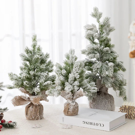 Artificial Snow White Christmas tree home decoration Green plant bonsai light flocking tree encryption PE material