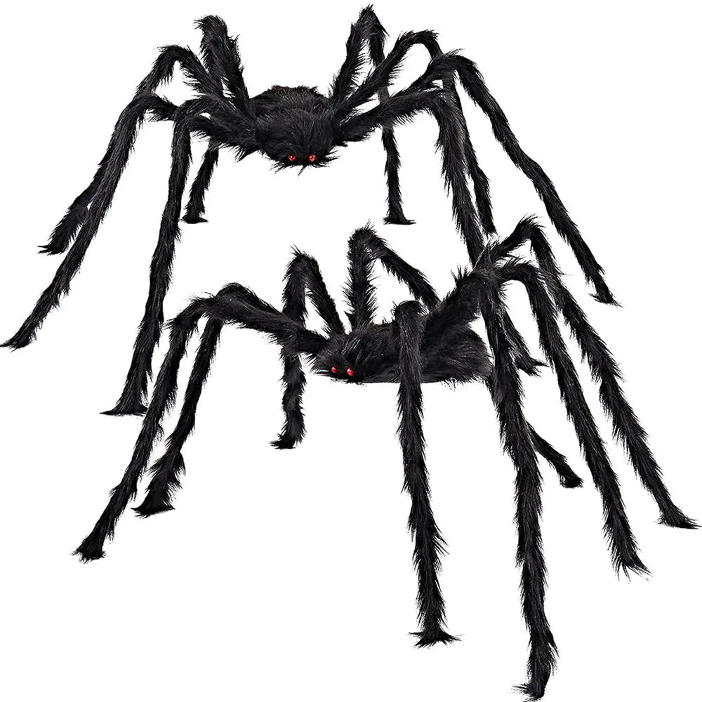 Halloween Large Black Spider,Fake Giant Black Plush Spider,Outdoor Spider Props,Haunted House Garden Yard Scary Decorations