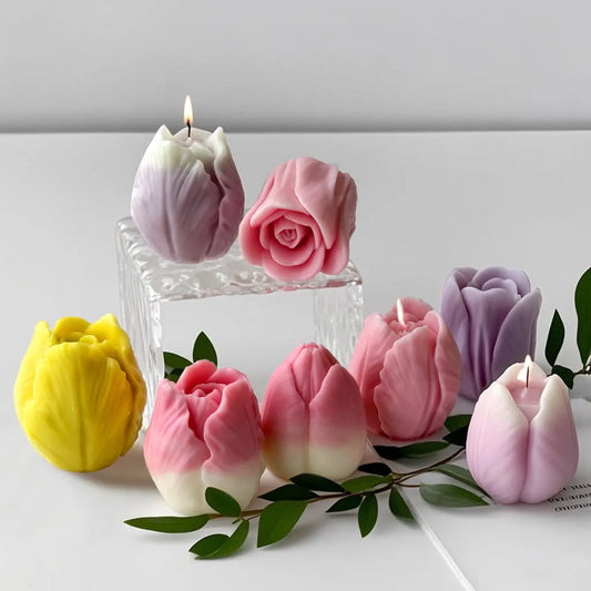 Tulip Flower Silicone Mold DIY Scented Candle Wax Mold Plaster Resin Craft Homemade Cookie Chocolate Baking Decor