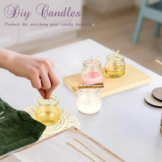 200ml Empty Candle Jars for Making, 7oz Small Glass with Cork Lids, Honey PE Lids Wedding Favor, DIY Gift, Baby Shower, Spices