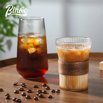BINCOO 310ML 510ML Japanese Style Glass Coffee Mug Walnut Cup Sleeve Cup Glasses Coffeeware Tea Mugs Beer Mug Home/Cafe Tools