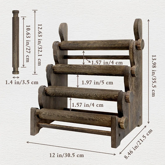 Wooden 4-Tier Jewelry Display Stand – Bracelet, Bangle & Scrunchie Organizer | Naturalbuilthome
