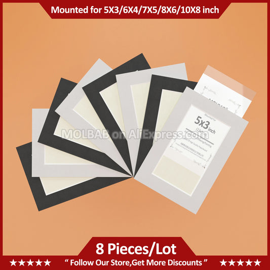 Rectangle Paperboard Picture Frame 5/6/7/8/10 Inch White/Black Mat Board Wall Mounted For Photo Décor DIY Paper Crafts 8PCS/Lot