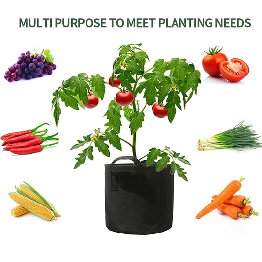3pcs Vegetable/Flower/Plant Grow Bags Black Fabric Grow Pots Tools Strawberry Vegetable Seedling Grow Bags Plant Pot Fabric