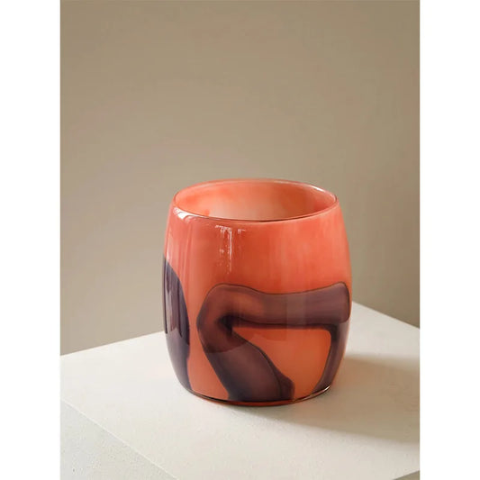 New Year Red Purple Marbled Large Mouth Butterfly Orchid Glass Vase Desktop Decor Home Soft Furnishing