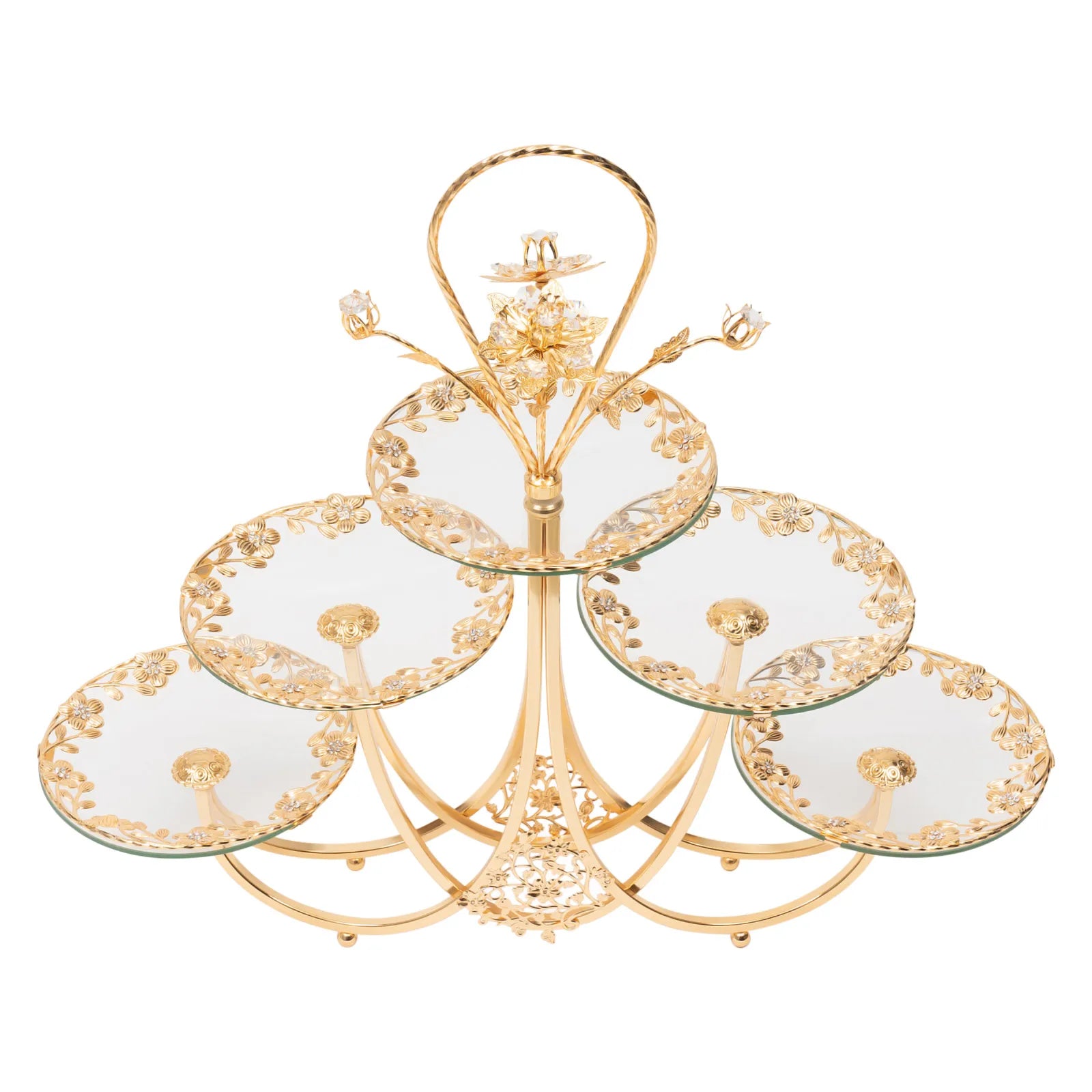 3-Tier Cake Stand with Tempered Glass Plates and Gold Iron Frame, Perfect for Serving Cupcakes, Desserts, and Treats at Events