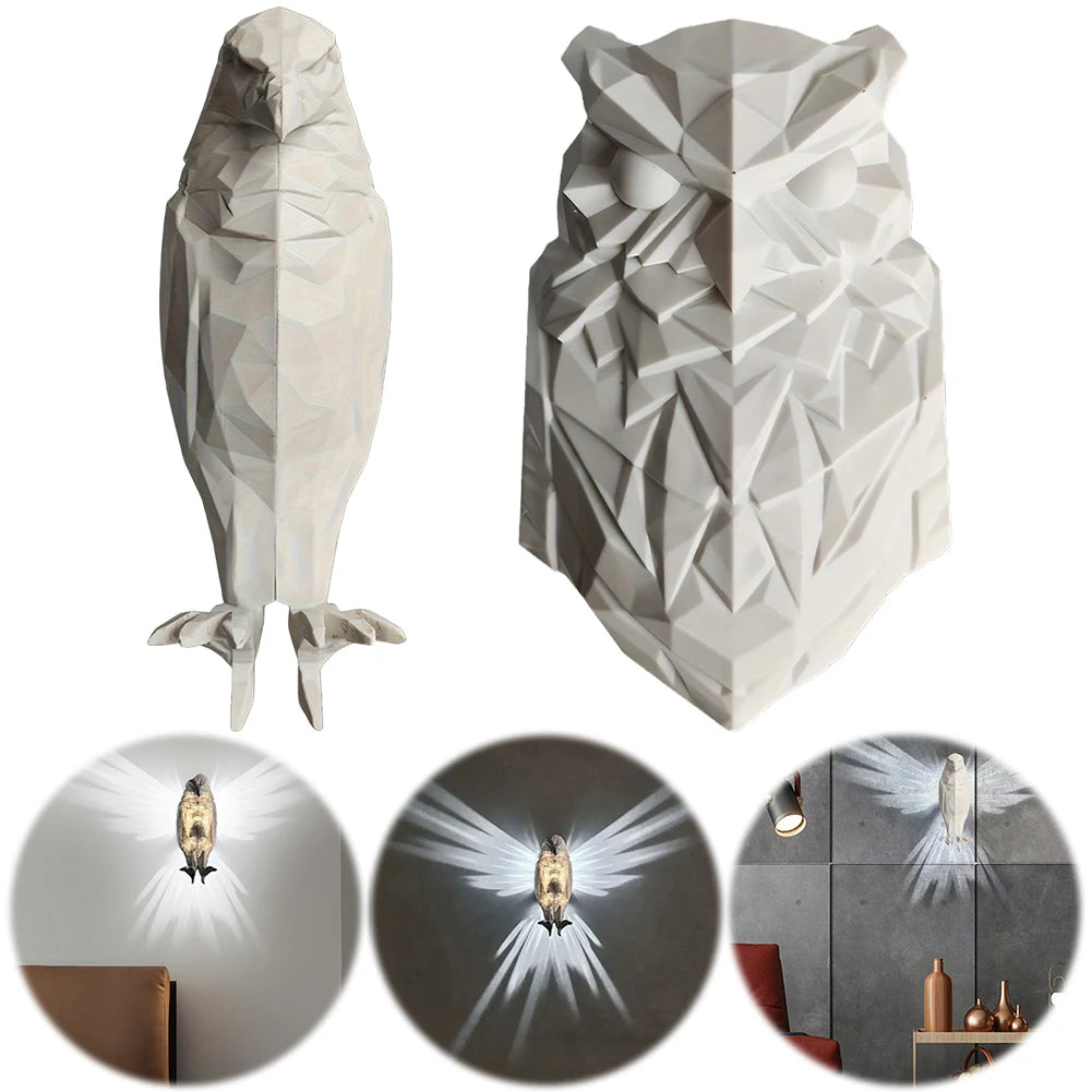 3D Animal Owl Wall Light Battery Operated 3D Printed Wall Decoration Lamp Owl Eagle Shape Projector Light Sconce Wall Art Decor
