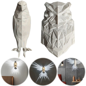 3D Animal Owl Wall Light Battery Operated 3D Printed Wall Decoration Lamp Owl Eagle Shape Projector Light Sconce Wall Art Decor
