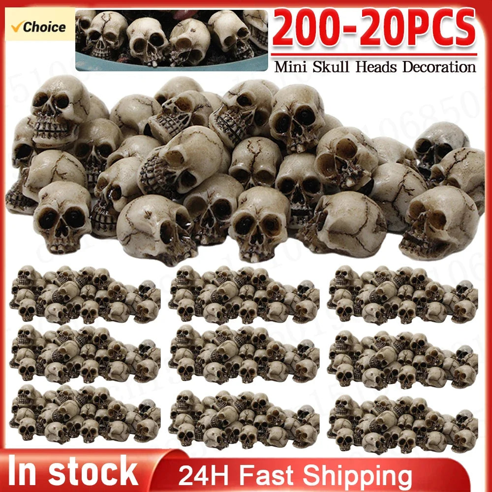 200-20PCS Skull Prop for Spooky Photo Shoots Mini Skull Figurines Garden Halloween Decorations for Party Supplies for Photo