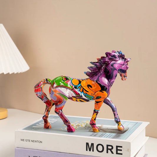 Vilead Street Art Colorful Horse Figurines Contemporary Modern Room Office Decoration Desk Accessories Pony Sculpture Interior