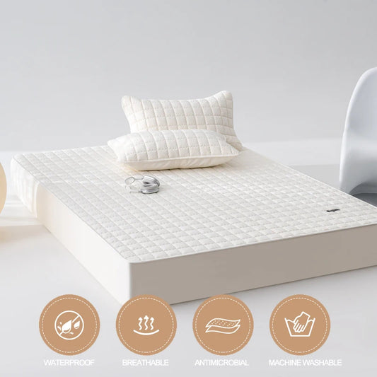 Premium Waterproof Mattress Protector - Multi Size, Hypoallergenic Noiseless, 100% Cotton Top Mattress Cover, Thick Fitted Sheet